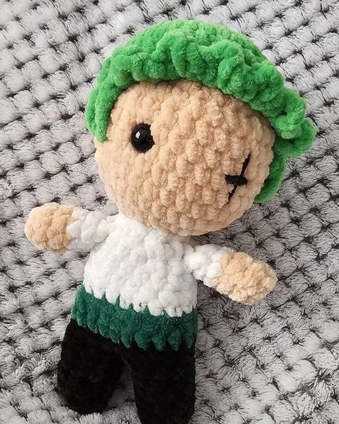 zoro one piece au crochet, vue de face, polyester Oeko-Tex