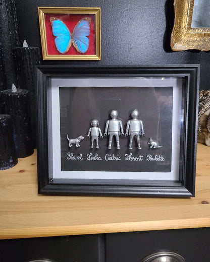 cadre playmobil avec enfants et animal, personnalisation prénoms