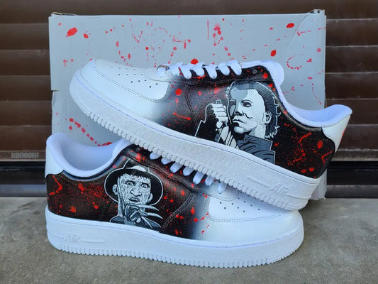 Croquis Custom – Air Force 1 avec portraits style horreur, vue latérale