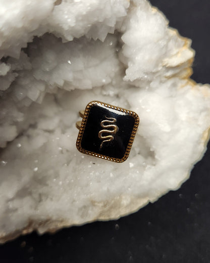 bague reglable acier inoxydable et résine style gothique