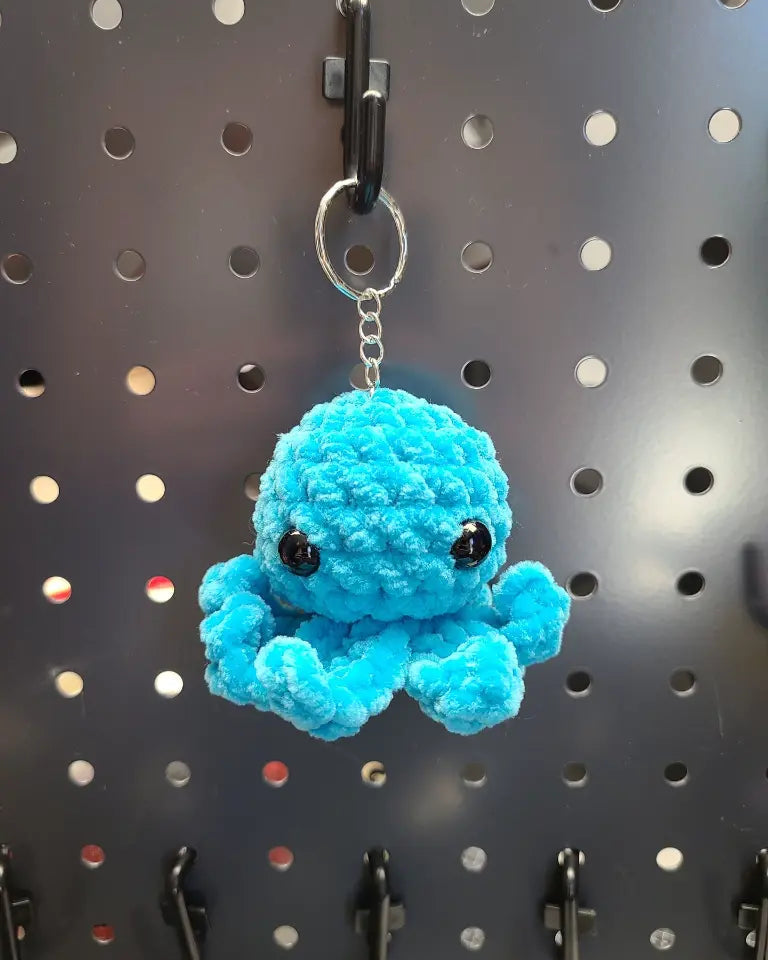 porte-clé poulpy bleu, format mini, anneau métallique